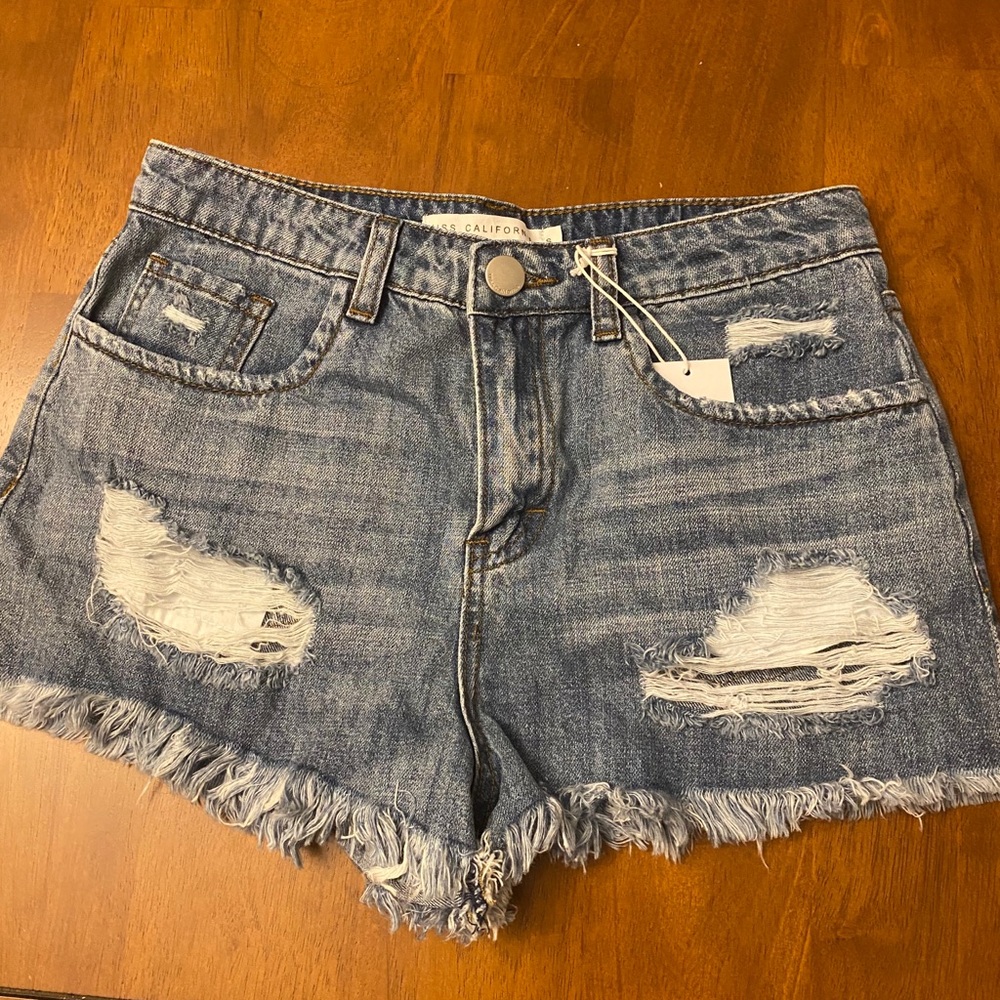 Distressed Denim Shorts- High Waisted